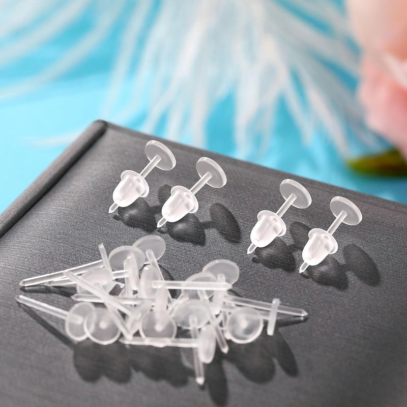 Formulen 5mm Plastic Earrings for Sports - Clear Post Studs, Flat Silicone Rubber Earrings for DIY - Image 3